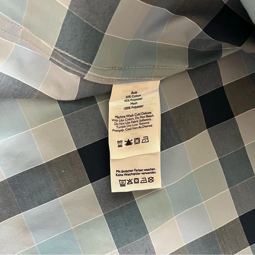 Eddie Bauer Classic Fit Long Sleeve Button Down Shirt Blue Plaid Size TL Vented - Picture 8 of 10